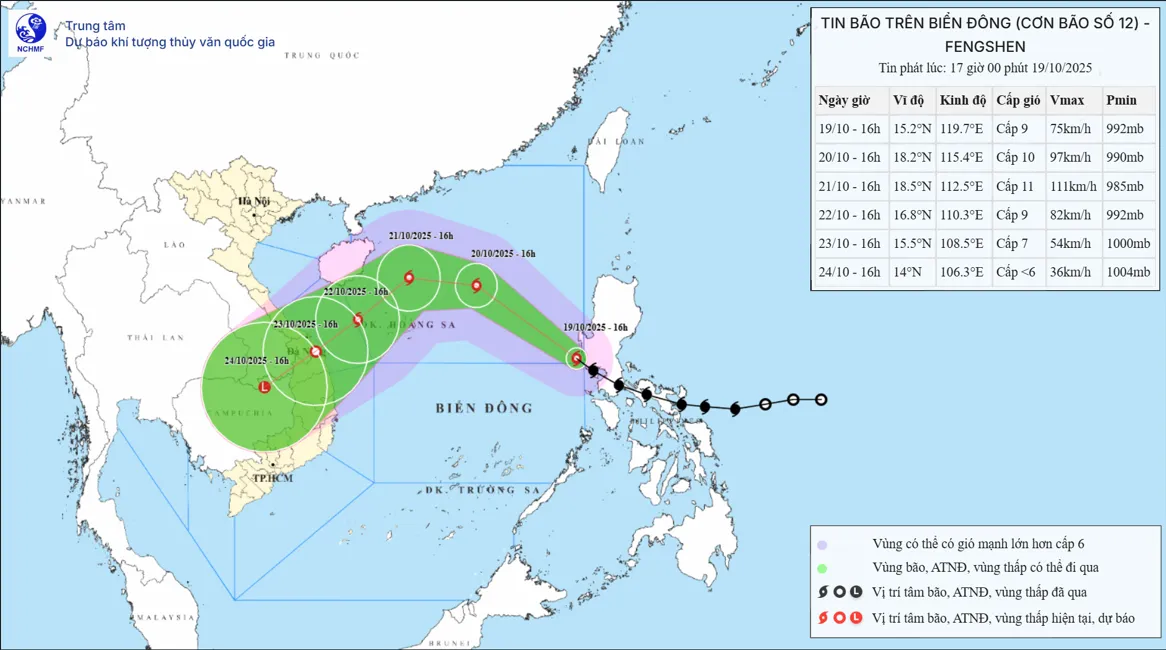 Bão Fengshen đi vào Biển Đông trở thành bão số 12 - Ảnh 1.