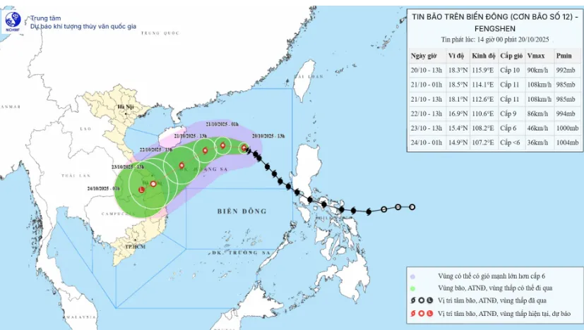Bão giật cấp 12, Bắc Biển Đông biển động dữ dội, Trung Bộ mưa lớn - Ảnh 1.