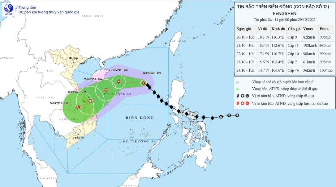 Bão số 12 cách đặc khu Hoàng Sa 460 km, vùng gần tâm bão sóng biển cao 5 - 7 m - Ảnh 1.