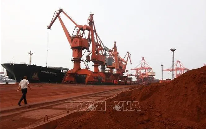 Đất hiếm chuẩn bị xuất khẩu được bốc xếp tại Liên Vân Cảng, tỉnh Giang Tô, Trung Quốc. Ảnh: AFP/TTXVN
 Đất hiếm chuẩn bị xuất khẩu được bốc xếp tại Liên Vân Cảng, tỉnh Giang Tô, Trung Quốc. Ảnh: AFP/TTXVN