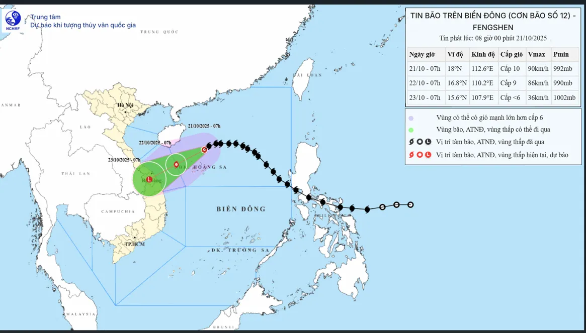 Bão số 12 duy trì cường độ nhưng đổi hưởng, cảnh báo mưa lớn - Ảnh 1.