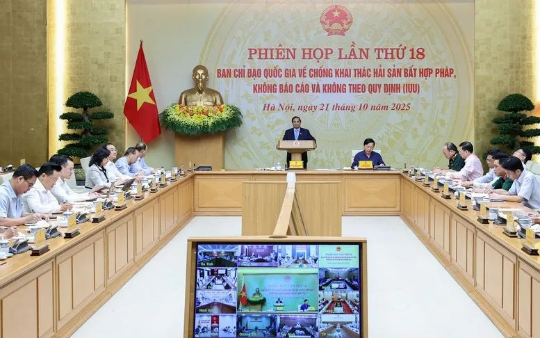 Thủ tướng chủ trì Phiên họp thứ 18, Ban Chỉ đạo Quốc gia về chống khai thác IUU - Ảnh: VGP