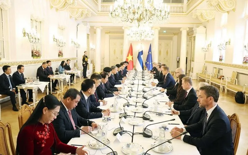 Tổng Bí thư Tô Lâm và Tổng thống Cộng hòa Phần Lan Alexander Stubb hội đàm. (Ảnh: TTXVN) Tổng Bí thư Tô Lâm và Tổng thống Cộng hòa Phần Lan Alexander Stubb hội đàm. (Ảnh: TTXVN)