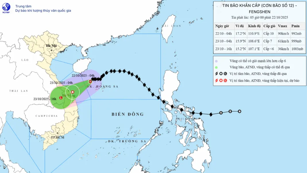 Bão số 12 cách TP Đà Nẵng khoảng 310 km, vùng gần tâm bão sóng biển cao 5 - 7 m - Ảnh 1.