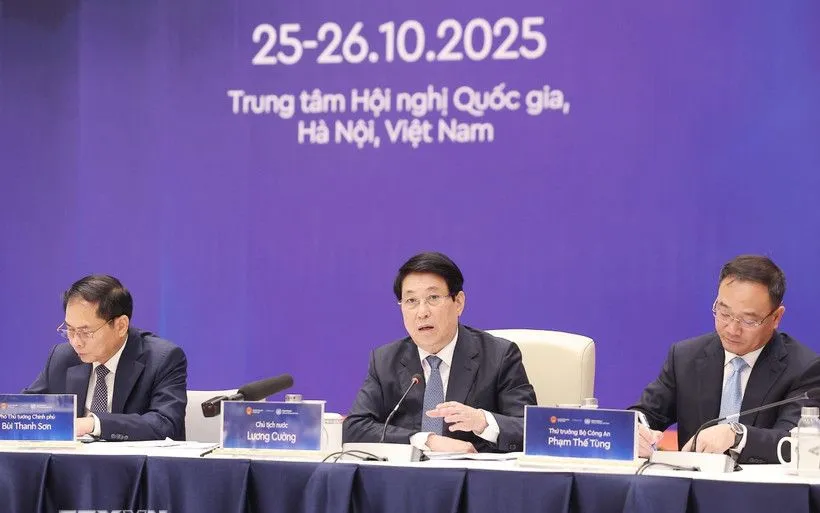 Chủ tịch nước Lương Cường phát biểu tại cuộc họp. (Ảnh: Lâm Khánh/TTXVN) Chủ tịch nước Lương Cường phát biểu tại cuộc họp. (Ảnh: Lâm Khánh/TTXVN)