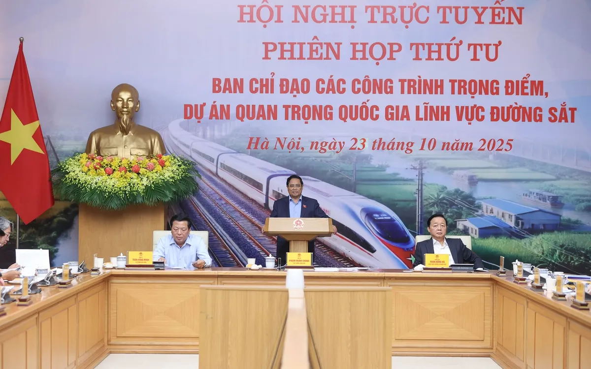Thủ tướng Chính phủ Phạm Minh Chính, Trưởng Ban Chỉ đạo các công trình trọng điểm, dự án quan trọng quốc gia lĩnh vực đường sắt chủ trì phiên họp thứ 4 của Ban Chỉ đạo. Thủ tướng Chính phủ Phạm Minh Chính, Trưởng Ban Chỉ đạo các công trình trọng điểm, dự án quan trọng quốc gia lĩnh vực đường sắt chủ trì phiên họp thứ 4 của Ban Chỉ đạo.