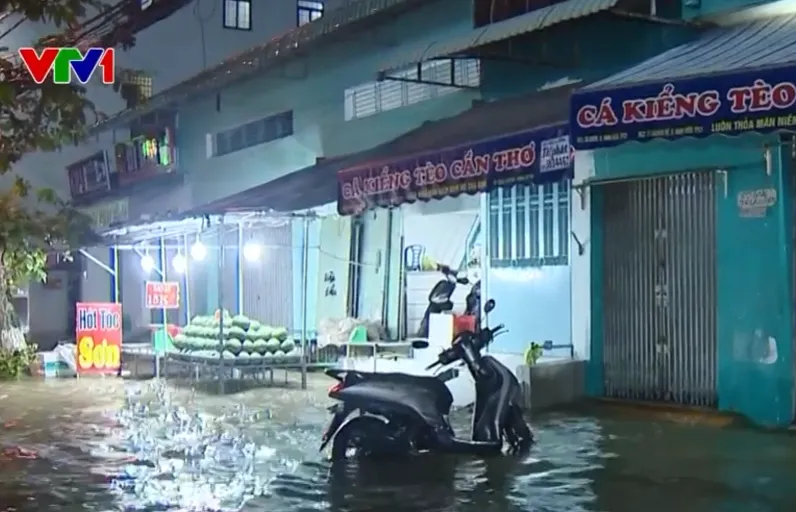 Cần Thơ ngập sâu trong đỉnh triều cường, phố hóa sông, người dân xắn quần lội nước- Ảnh 2. Cần Thơ ngập sâu trong đỉnh triều cường, phố hóa sông, người dân xắn quần lội nước- Ảnh 2.