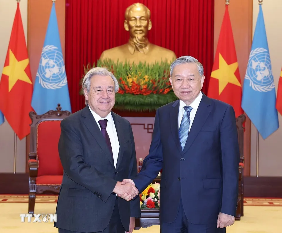 Tổng Bí thư Tô Lâm tiếp Tổng Thư ký Liên hợp quốc António Guterres - Ảnh 1.