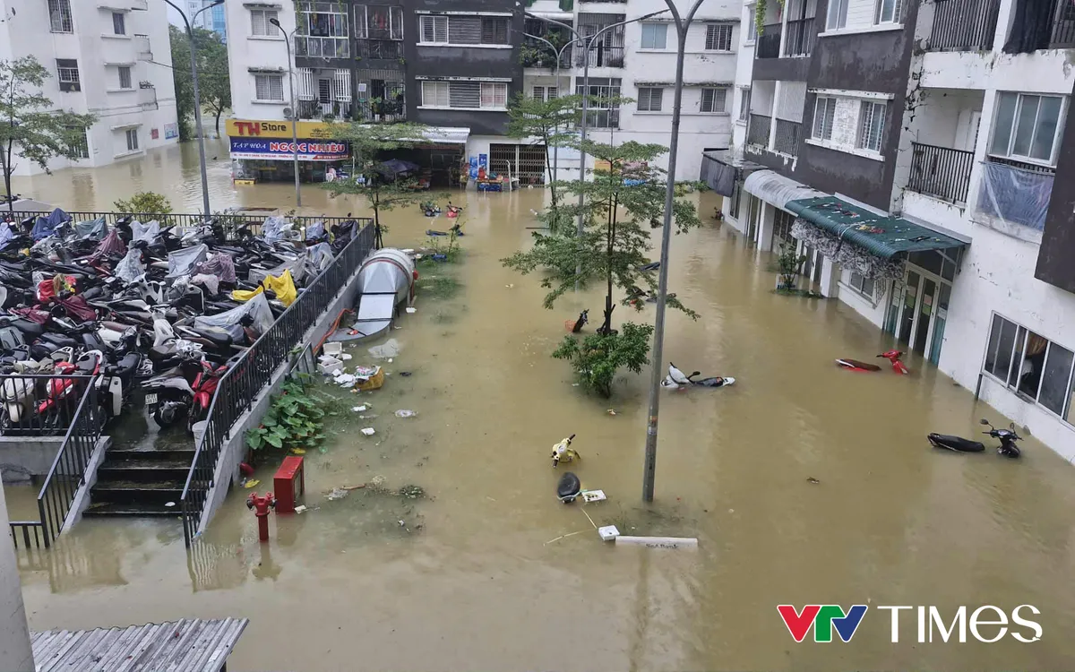 Nhiều xe máy bị nhấn chìm trong nước lũ.