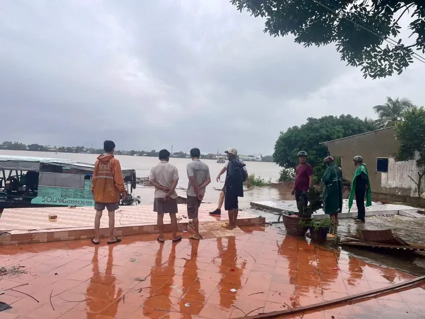 Sạt lở bờ sông Tiền (Đồng Tháp), kéo sập 4 căn nhà - Ảnh 1.