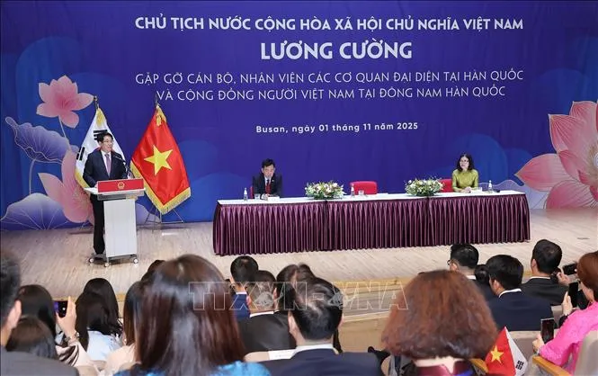 Chủ tịch nước gặp mặt cộng đồng người Việt Nam tại Đông Nam Hàn Quốc- Ảnh 2.
