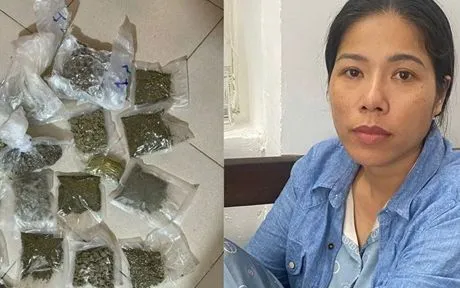 Đối tượng Phạm Thị Thơm cùng số cần sa bị thu giữ