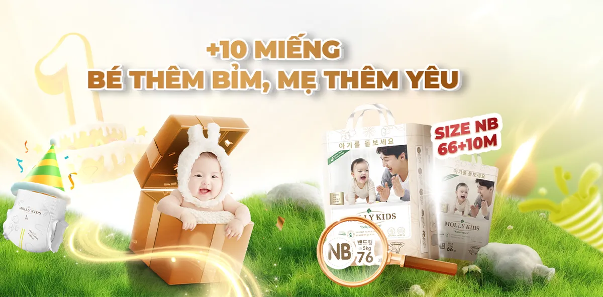 Molly Kids tăng thêm 10 miếng bỉm size Newborn nhân dịp sinh nhật- Ảnh 1. Molly Kids tăng thêm 10 miếng bỉm size Newborn nhân dịp sinh nhật- Ảnh 1.