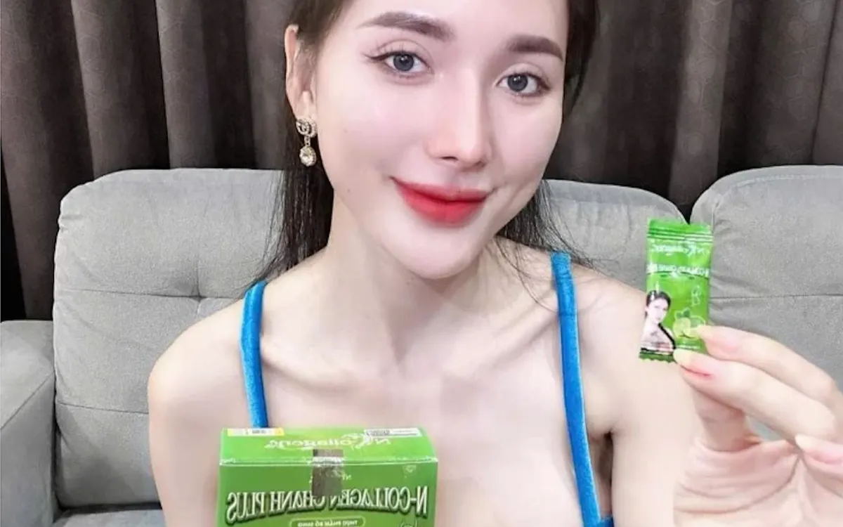 Sản phẩm kẹo N-Collagen Chanh Plus được quảng cáo bởi  Trần Thị Bích Ngân (Ngân Collagen)