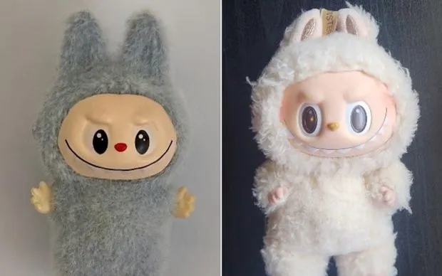 Búp bê Labubu giả (trái) và búp bê thật (phải) (Ảnh: productsafety.gov)