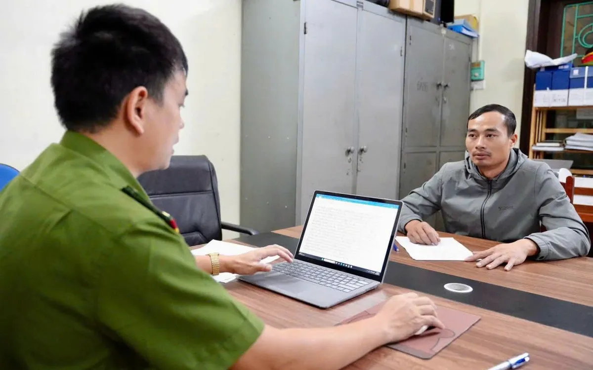 Đối tượng Đoàn Văn Đại tại Cơ quan Công an.