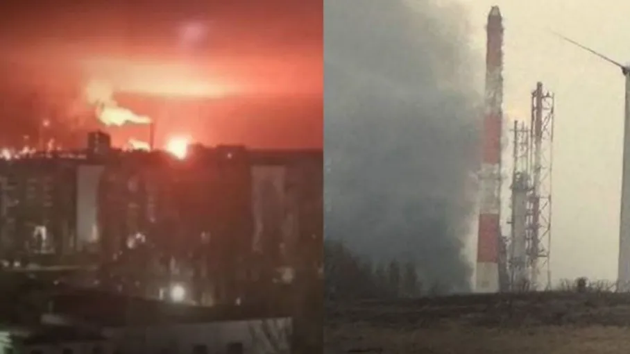 Nhà máy lọc dầu của Nga bốc cháy sau cuộc tấn công UAV của Ukraine - Ảnh 1. Nhà máy lọc dầu của Nga bốc cháy sau cuộc tấn công UAV của Ukraine - Ảnh 1.