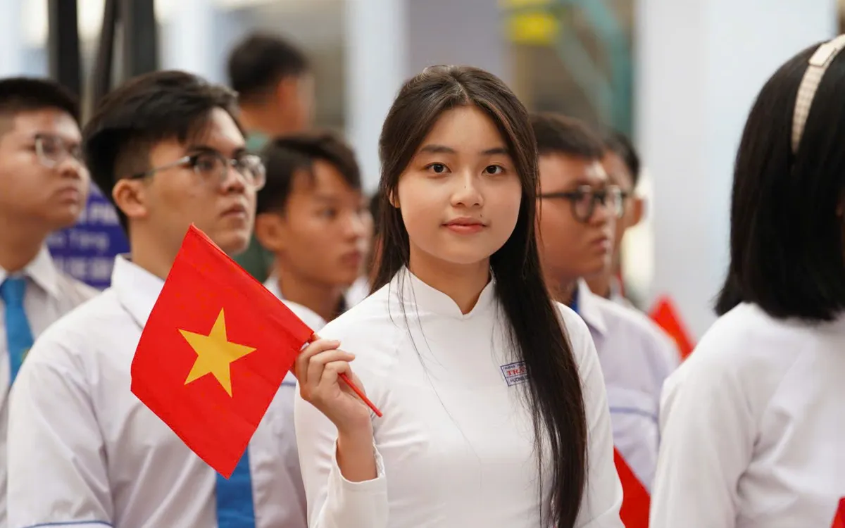 Học sinh trường THPT Trần Phú trong lễ Khai giảng năm học 2025-2026 (Ảnh: Thảo Lê)