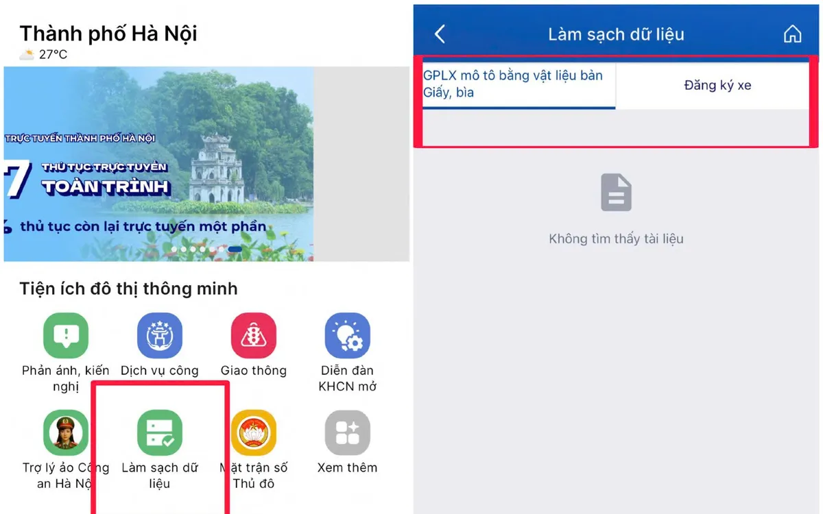 Giao diện thực hiện trên ứng dụng iHanoi