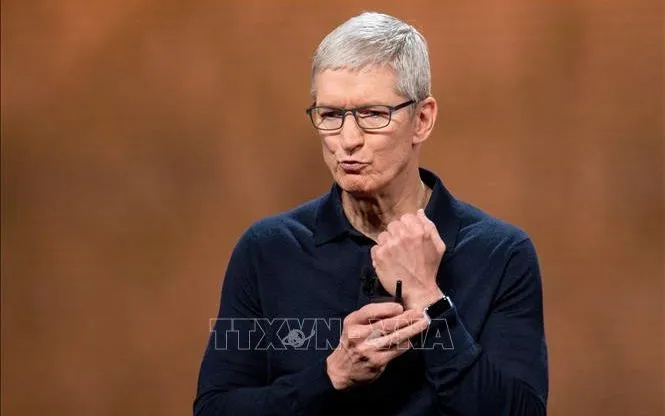 Giám đốc điều hành Apple Tim Cook phát biểu tại một sự kiện ở San Jose, California, Mỹ ngày 4/6/2018. Ảnh tư liệu: AFP/TTXVN
