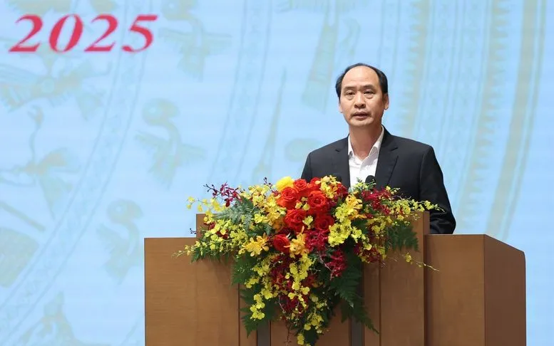 Thứ trưởng Bộ Nội vụ Nguyễn Văn Hồi báo cáo tại phiên họp - Ảnh: VGP