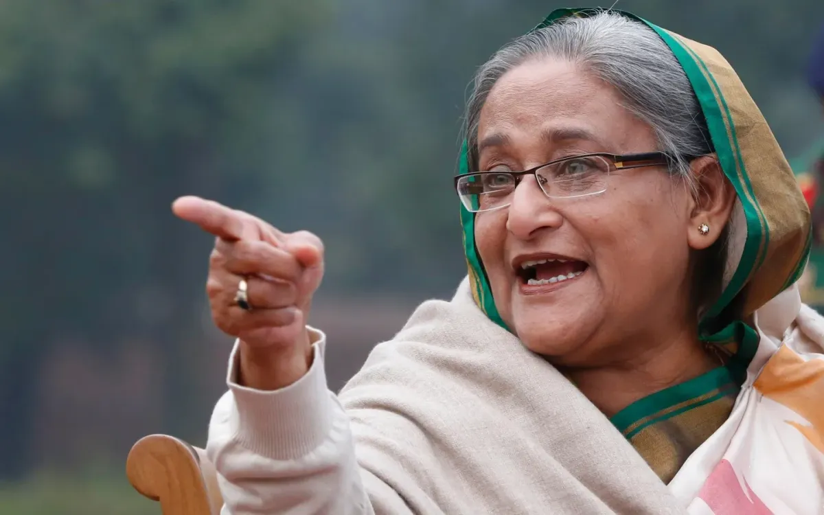 Bà Sheikh Hasina phát biểu tại cuộc họp báo ở Dhaka ngày 6/1/2014 (Ảnh: AP)