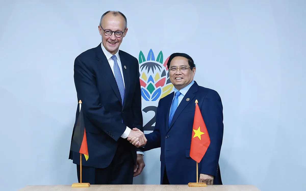 Thủ tướng Phạm Minh Chính khẳng định, Việt Nam luôn coi trọng quan hệ Đối tác Chiến lược với Đức và luôn đánh giá cao vai trò đầu tàu của Đức trong Liên minh châu Âu - Ảnh: VGP/Nhật Bắc