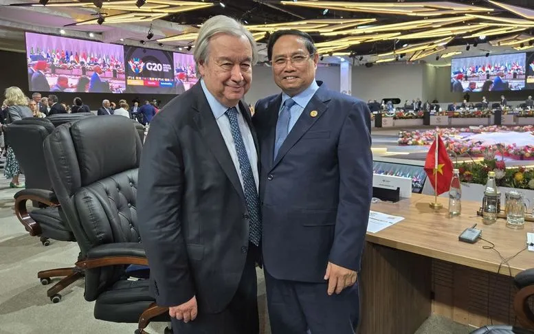 Thủ tướng Phạm Minh Chính và Tổng Thư ký Liên hợp quốc Antonio Guterres - Ảnh: VGP