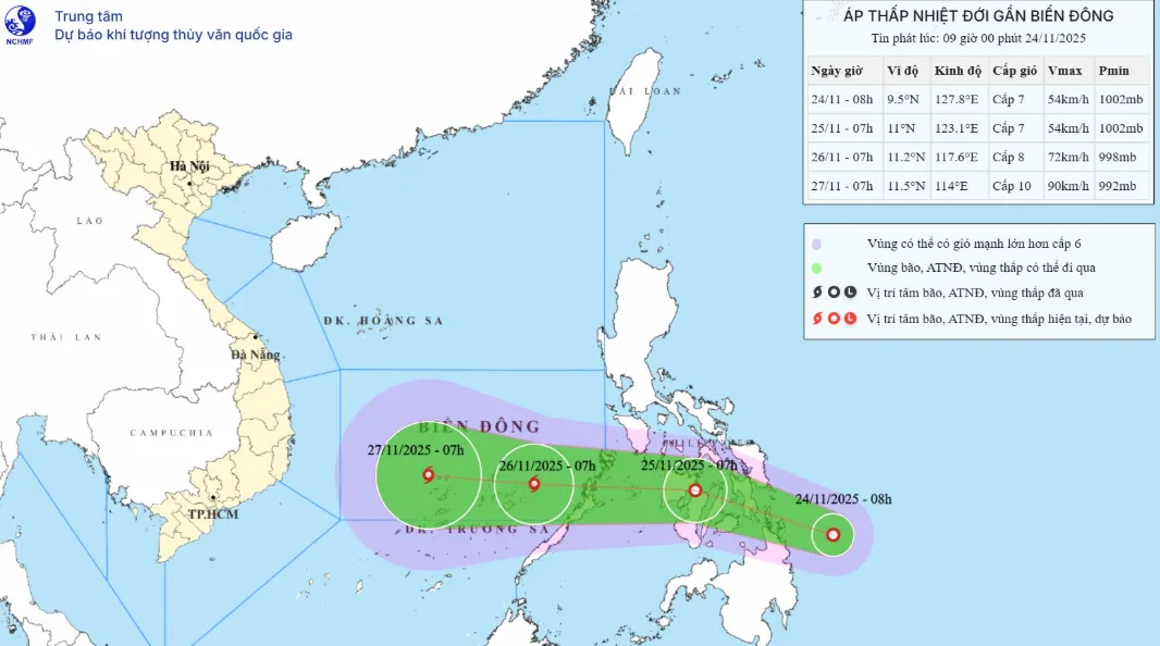 Xuất hiện áp thấp nhiệt đới gần Biển Đông - Ảnh 1.