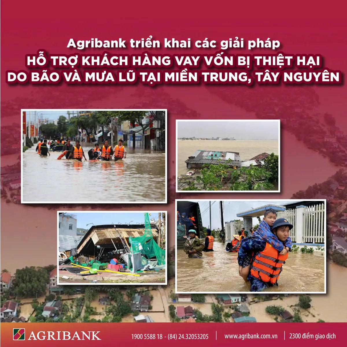 Agribank giảm tới 2%/năm lãi suất cho vay hỗ trợ khách hàng bị thiệt hại do bão số 12, 13 và mưa lũ - Ảnh 1.