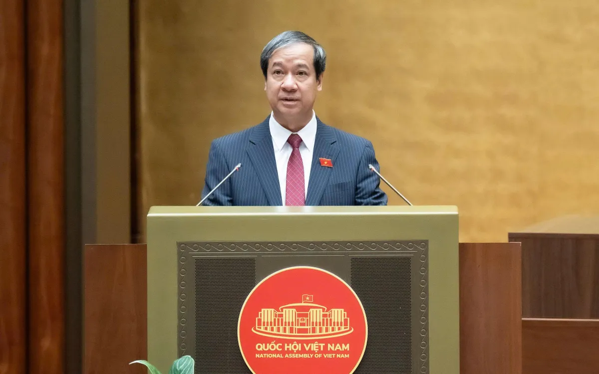 Bộ trưởng Giáo dục và Đào tạo Nguyễn Kim Sơn trình bày Tờ trình về chủ trương đầu tư Chương trình mục tiêu quốc gia hiện đại hóa, nâng cao chất lượng giáo dục và đào tạo giai đoạn 2026-2035.