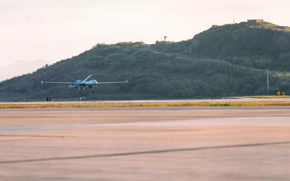 Một chiếc MQ-9 Reaper tiếp cận đường băng tại căn cứ Kunsan, Hàn Quốc ngày 23/10/2024 (Ảnh: US Air Force)