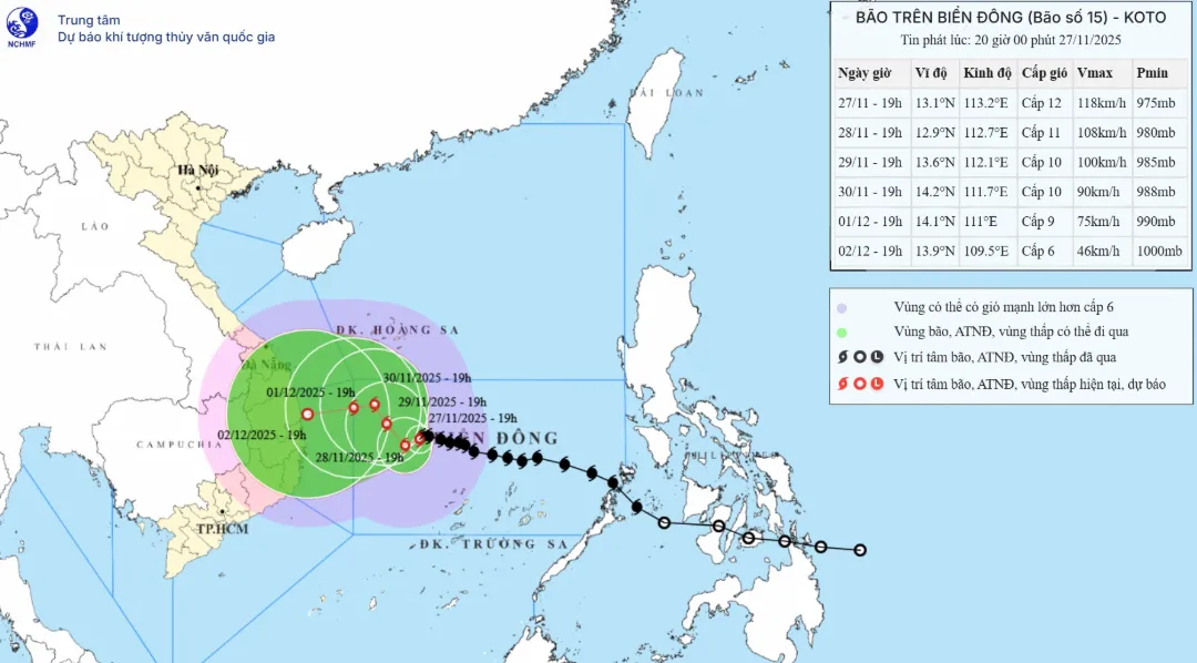 Trong 3 giờ qua, bão số 15 hầu như ít dịch chuyển - Ảnh 1.