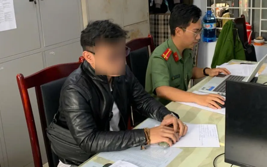 N.Q.Đ tại cơ quan Công an. Ảnh: CA
