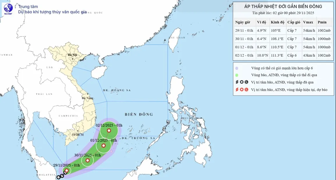 Áp thấp nhiệt đới ít khả năng ảnh hưởng trực tiếp đến đất liền Nam Bộ - Ảnh 1.