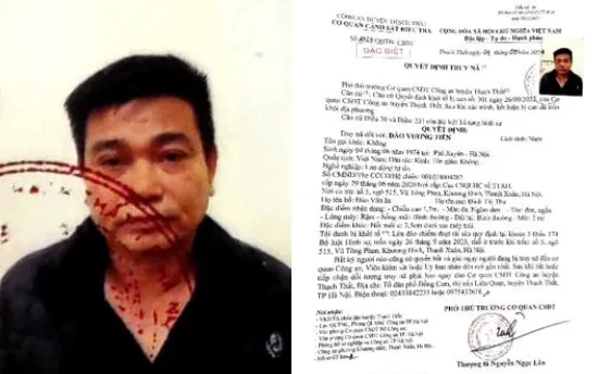 Quyết định truy nã đối tượng Đào Vương Tiến. Ảnh: Công an TP Hà Nội