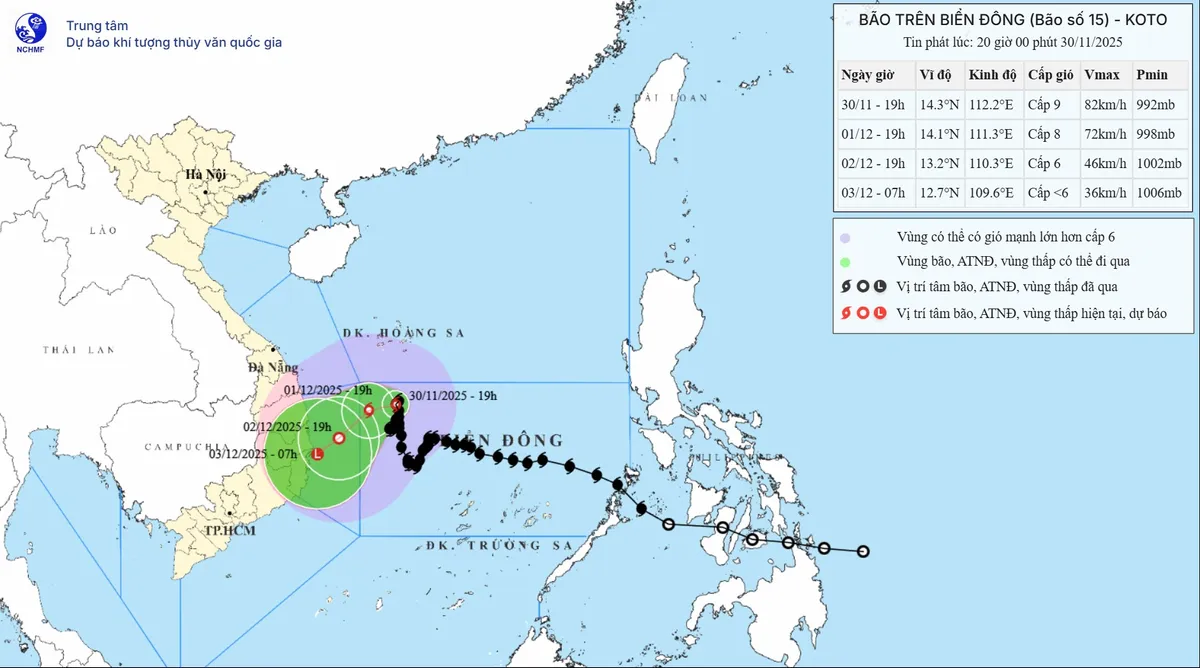 Bão số 15 ít dịch chuyển, hướng về bờ biển phía Đông tỉnh Gia Lai - Đắk Lắk - Ảnh 1.