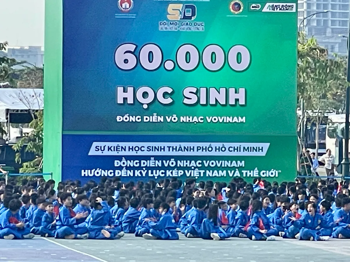 60.000 học sinh TP Hồ Chí Minh xác lập kỷ lục thế giới đồng diễn Vovinam - Ảnh 7.