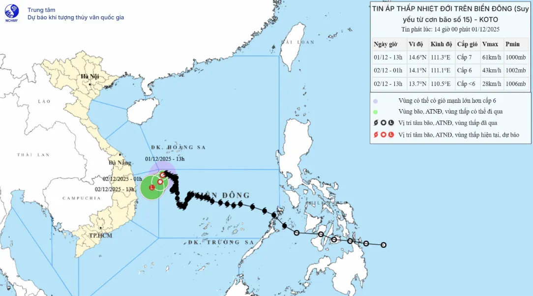 Bão số 15 suy yếu thành áp thấp nhiệt đới - Ảnh 1.