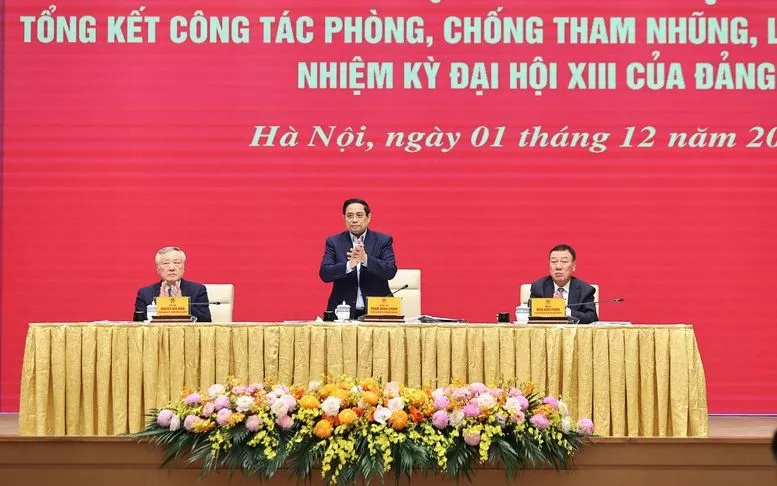 Thủ tướng Chính phủ Phạm Minh Chính chủ trì Hội nghị của Đảng ủy Chính phủ về tổng kết công tác phòng, chống tham nhũng, lãng phí, tiêu cực nhiệm kỳ Đại hội XIII của Đảng - Ảnh: VGP/Nhật Bắc
