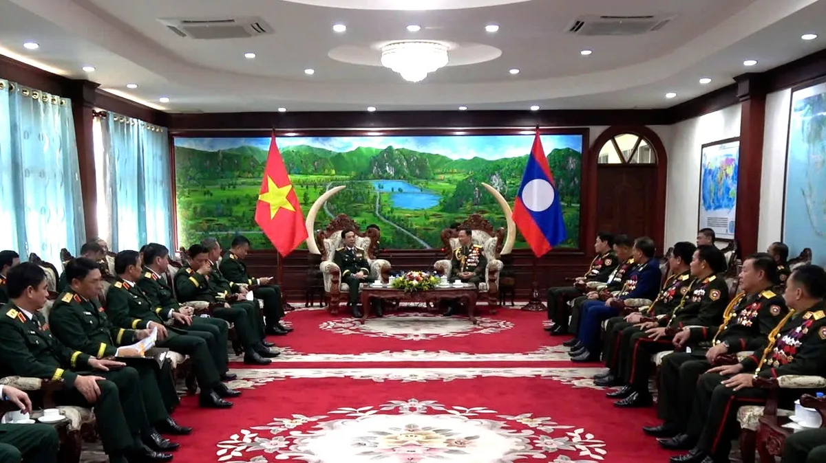 Đại tướng Phan Văn Giang hội kiến Bộ trưởng Bộ Quốc phòng Lào - Ảnh 1.