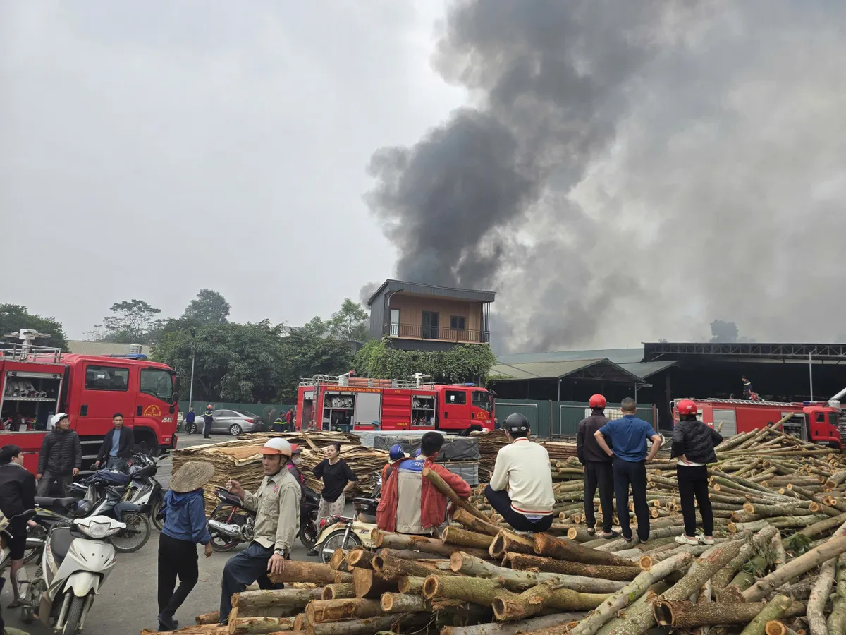Phú Thọ: Cháy lớn thiêu rụi xưởng ván ép rộng hàng nghìn m2 - Ảnh 1.