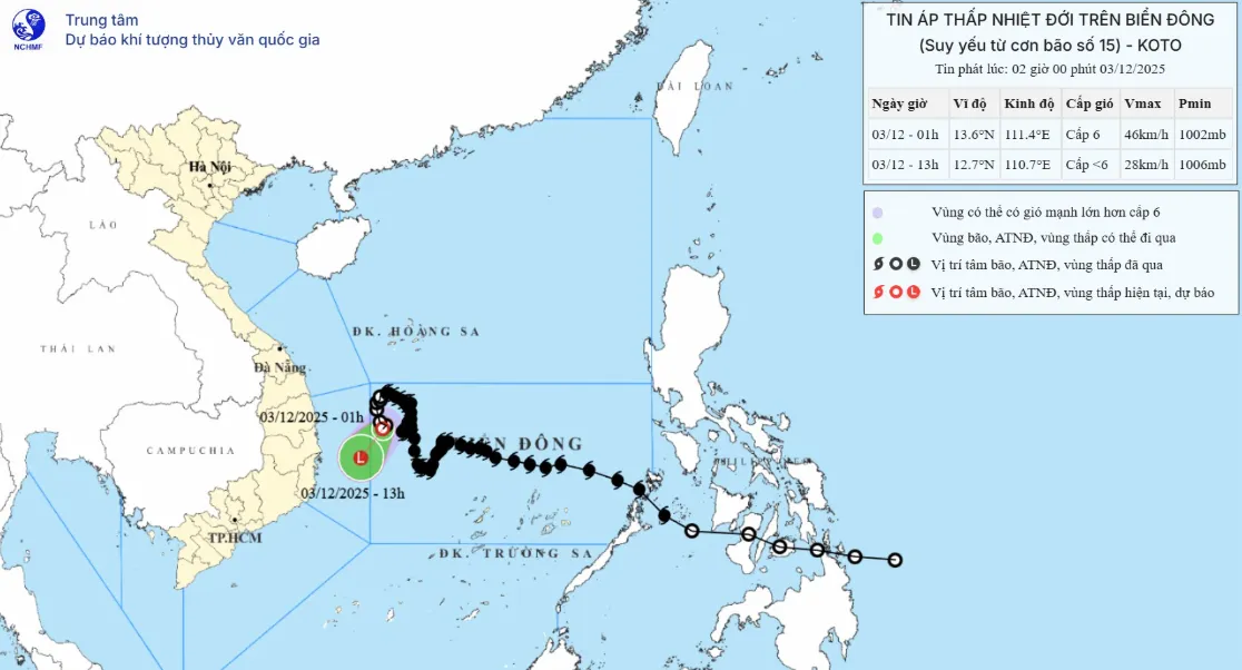 Áp thấp nhiệt đới tiến gần vùng biển Đắk Lắk - Khánh Hòa - Ảnh 1.