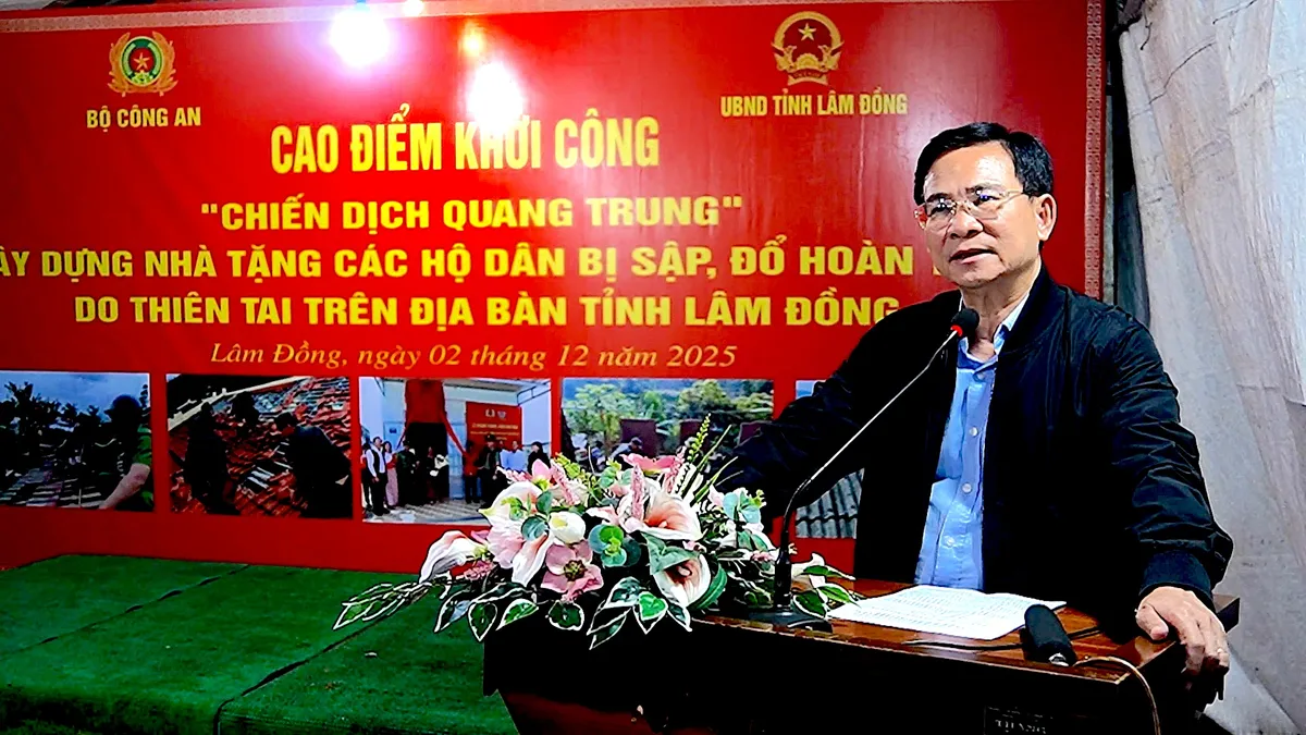 Công an phát động “Chiến dịch Quang Trung” dựng lại nhà cho người dân tại Lâm Đồng- Ảnh 1. Công an phát động “Chiến dịch Quang Trung” dựng lại nhà cho người dân tại Lâm Đồng- Ảnh 1.