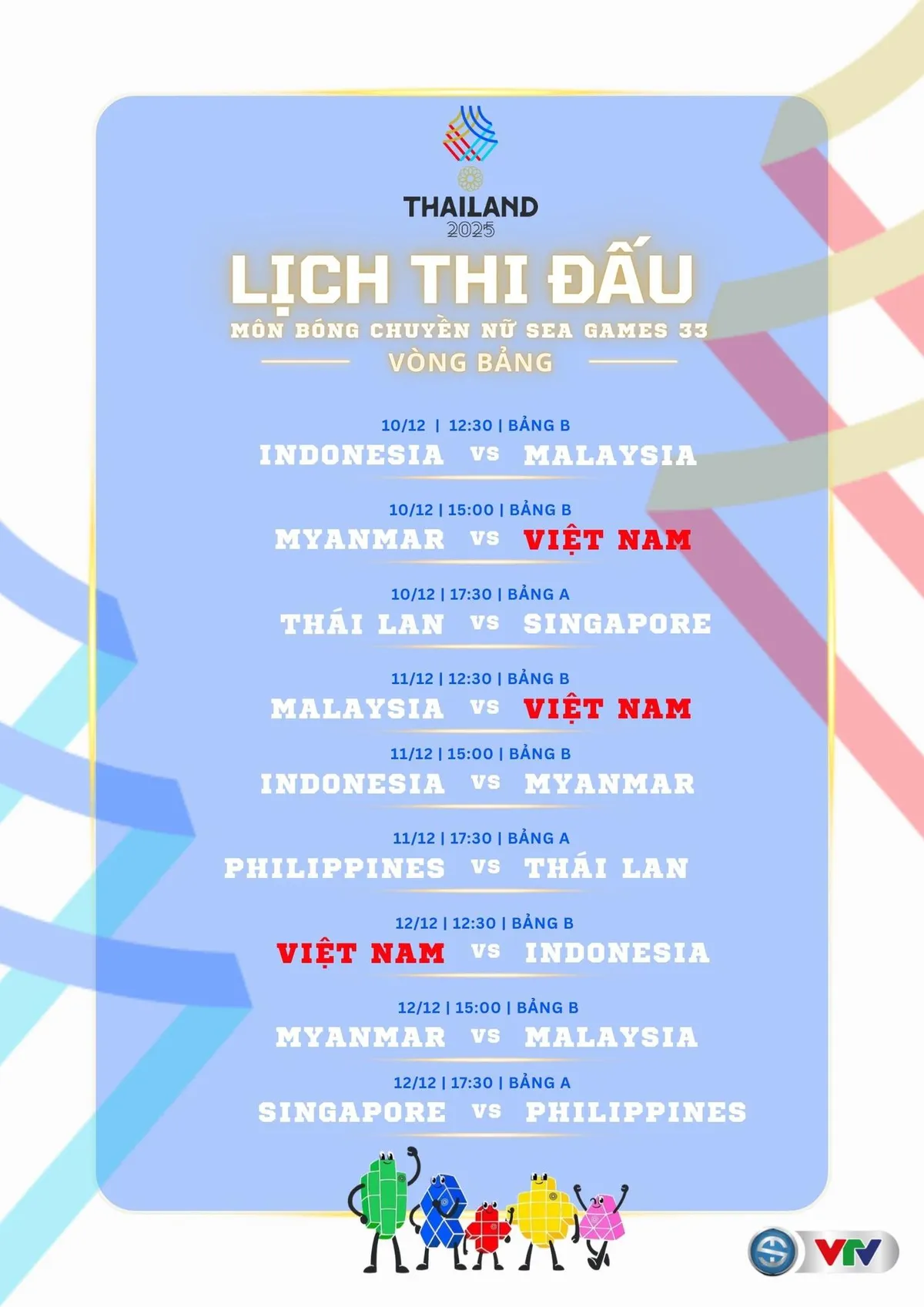 Lịch thi đấu vòng bảng môn bóng chuyền nữ SEA Games 33   - Ảnh 1.