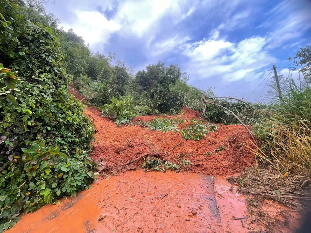 Lâm Đồng: Khai thông tạm thời đèo Gia Bắc, hơn 20 ô tô mắc kẹt được đưa ra khỏi khu vực sạt lở an toàn - Ảnh 1.