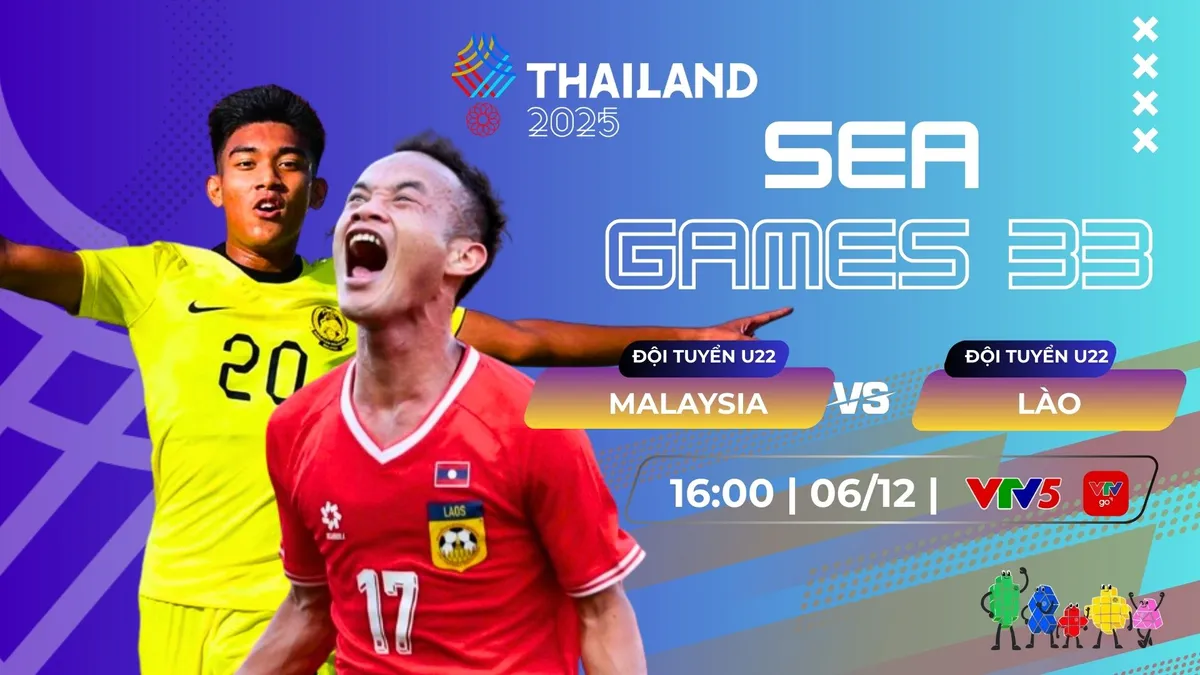 Lịch thi đấu và trực tiếp bóng đá SEA Games 33 hôm nay 6/12 trên VTV: Chờ đợi U22 Lào đấu U22 Malaysia - Ảnh 1.