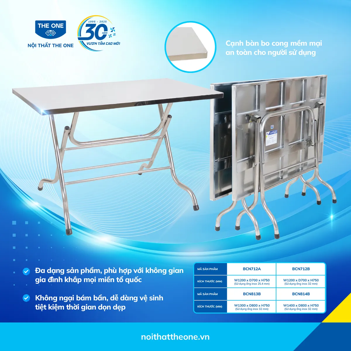 Bàn gấp inox The One: Linh hoạt, gọn bền cho mọi không gian- Ảnh 3.