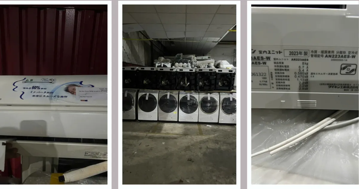 Phát hiện kho máy giặt, điều hòa không khí thuộc diện cấm nhập khẩu ở TP Hồ Chí Minh - Ảnh 3.