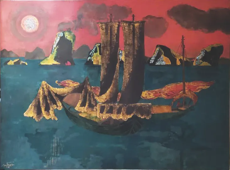 Trưng b&agrave;y 44 bức sơn m&agrave;i đặc sắc ch&agrave;o mừng Đại hội Đảng - Ảnh 3.